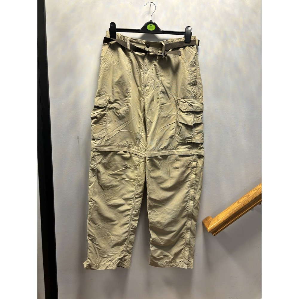 REI Sahara Convertible Cargo Hiking Pants Men Tan Zip Off Belted sz‎ 34x31.5